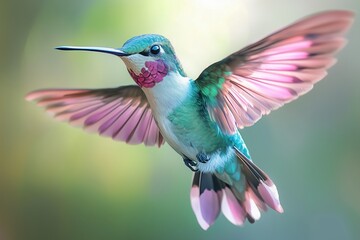 Fototapeta premium Hummingbird with clear lines and vibrant colors