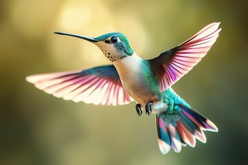 Fototapeta premium Dynamic hummingbird with contrasting tones