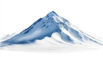A mountain with snow on it is shown on a white background