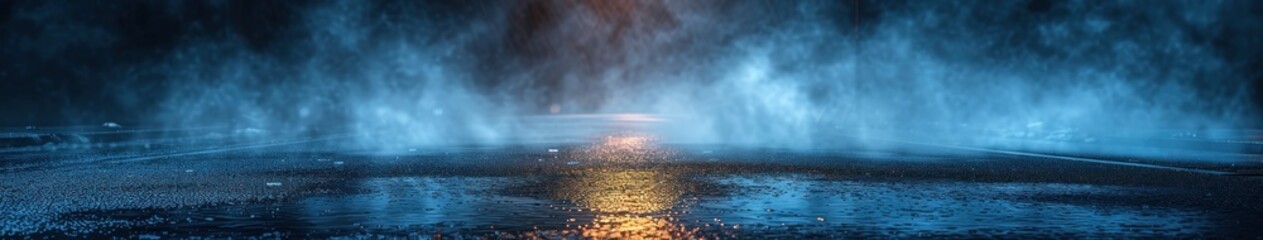 Obraz premium Mysterious Foggy Road at Night