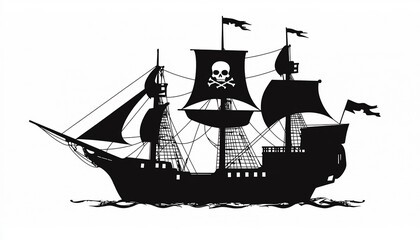 black pirate ship with white background generated by AI