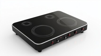 Fototapeta premium Sleek Black Glass Cooktop - Modern Kitchen Appliance