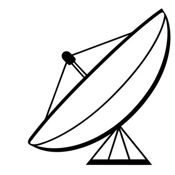 recommend clip art: satellite dish antenna silhouette vector line art transparent background
