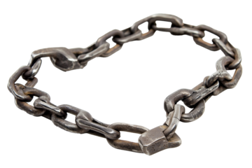 Broken metal chain isolated on transparent background