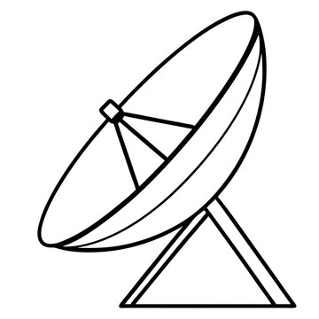 recommend clip art: satellite dish antenna silhouette vector line art transparent background