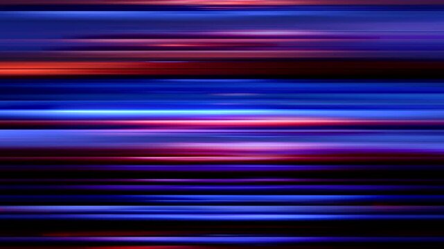 Moving horizontal orange and blue stripes. Abstract background for event, party, carnival, celebration, anniversary or other. Funky backdrop in retro style. Seamless loop animation. 3D rendering.