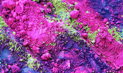 Obraz premium A vibrant background with candy pink, electric purple, and neon green, creating a playful and bold visual explosion