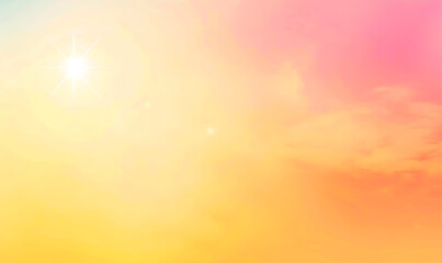 Naklejka premium A cheerful gradient that transitions smoothly from gentle peach hues to bold, sunny yellows, capturing the joy of summer's early rays