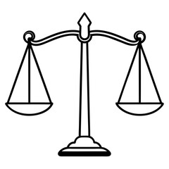 scale of justice silhouette vector illustration line art,transparent background