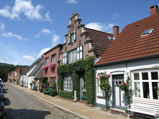 Straße in Friedrichstadt in Norddeutschland
