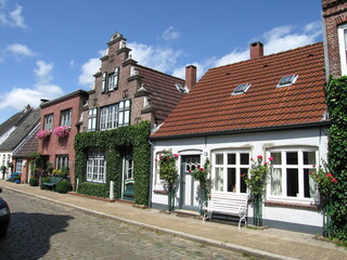 Straße in Friedrichstadt in Norddeutschland