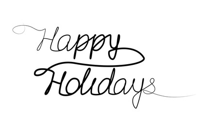 continuous one line drawing of happy holidays
