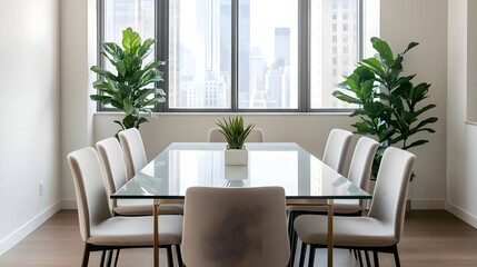 Modern Glass Dining Table City View
