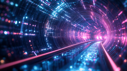 Obraz premium Futuristic Technology Abstract Background with Glowing Curved Lines