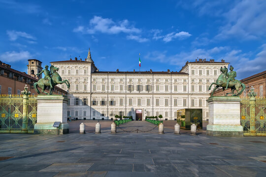 Royal Palace of Turin (Palazzo Reale) on Piazza Castello, Italy. UNESCO World Heritage Site