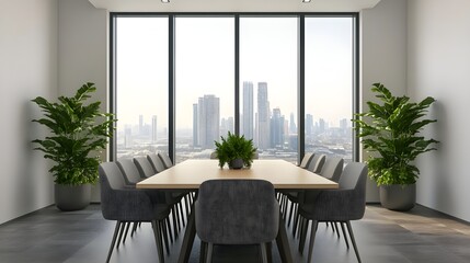 Obraz premium Modern Office Meeting Room City View