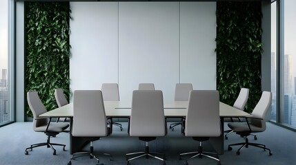 Modern Office Meeting Room Green Wall