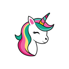 Cute Unicorn Head Cartoon Vector Illustration - Magical and Adorable Design