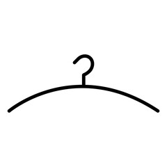 
Illustration showing a black icon of a clothes hanger in a closet, isolated on a white background