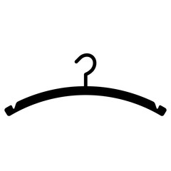 
Illustration showing a black icon of a clothes hanger in a closet, isolated on a white background
