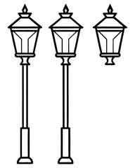 Obraz premium set of street lamp vector illustration line art transparent background