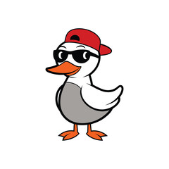 Fototapeta premium Duck Character Vector Art - Cool Cartoon with Hat and Sunglasses