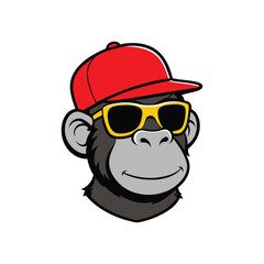 Gorilla Logo Vector Illustration - Cool Design with Hat and Sunglasses