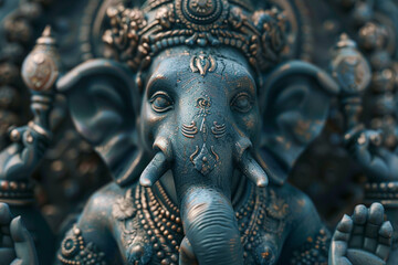 Greeting card with bright holiday composition for Ganesh Chaturthi
