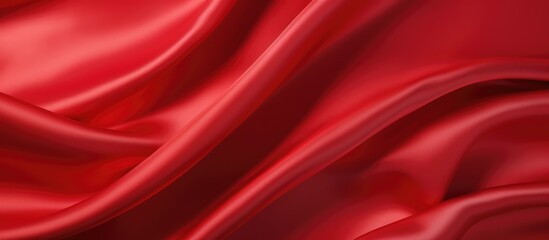 Obraz premium Luxurious red satin fabric texture with elegant draping and smooth surface ideal for elegant designs or backgrounds with ample space for text