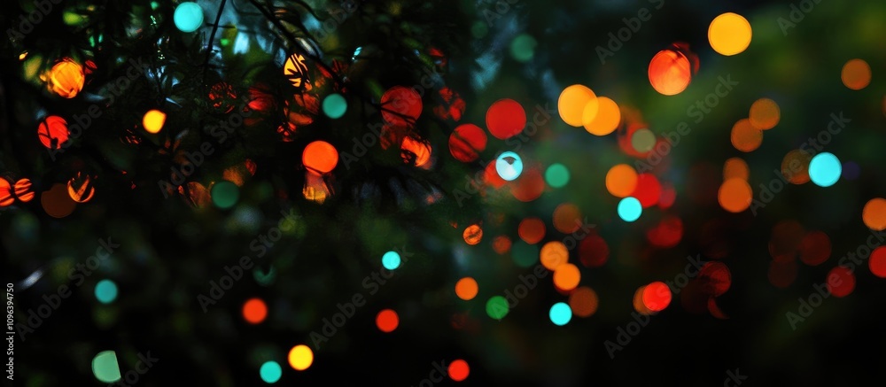 Wall mural vibrant bokeh effect of colorful unfocused lights against a dark background creating a festive atmos