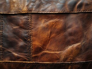 Naklejka premium Textured leather surface pattern with detailed natural brown design