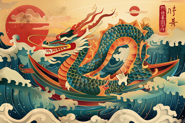 Beautiful holiday composition for celebrate chinese dragon boat festival