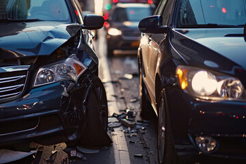 Collision of vehicles involved in major accident on road with major damage