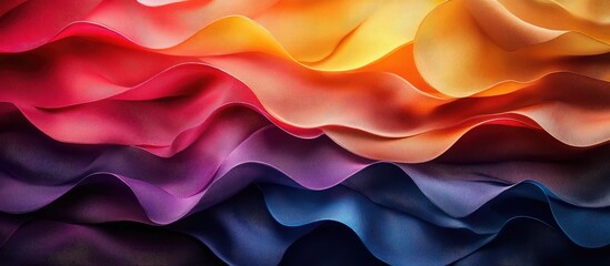 Glossy multi colored ribbons with flowing waves creating a vibrant background texture for artistic and creative design projects.