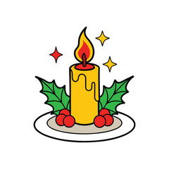 Festive Candle Vector Art - Ideal for Christmas and Winter Themes