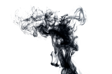 Wisp of inky black smoke isolated on transparent background