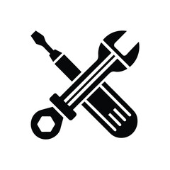 wrench and screwdriver icon vector illustration