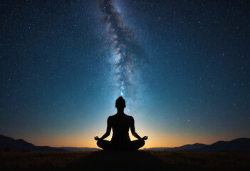 silhouette of buddha meditating cosmic