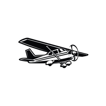 Small plane vector monochrome illustration isolated