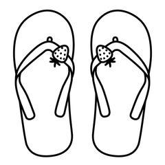 Sandal Flip Flop with 1 Strawberry  outline