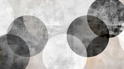 Monochrome abstract circles with grunge texture