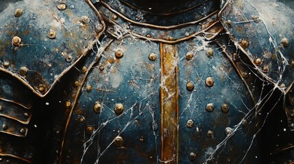 Naklejka premium Aged Metal Armor Shows Time And Wear