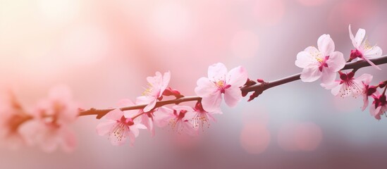 Delicate cherry blossom branches against a soft bokeh background creating a serene and picturesque springtime atmosphere
