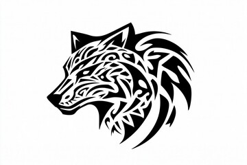 Obraz premium Tribal wolf tattoo with symmetrical design