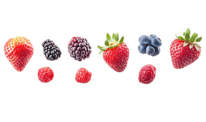 Fruits and berries set on white background