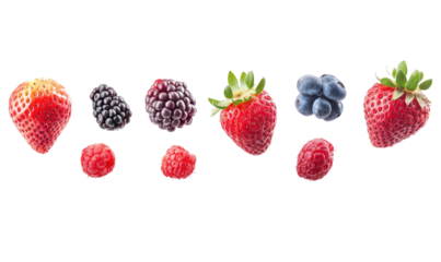 Fruits and berries set on white background