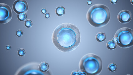 Floating Human Cells with Nucleus and Membrane