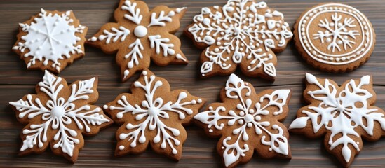 Fototapeta premium Festively Decorated Gingerbread Cookies for a Joyous Christmas Celebration