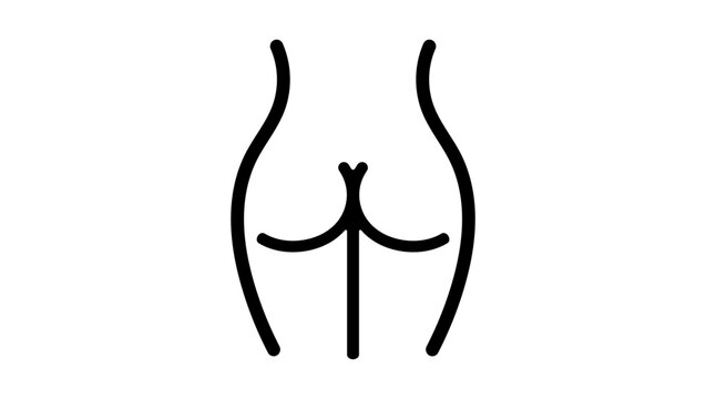 female naked back, black isolated silhouette