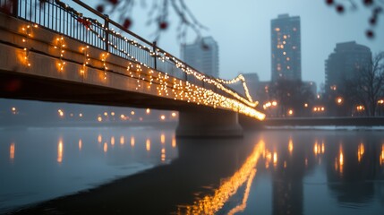Magical City Bridge Urban Skyline Christmas Lights